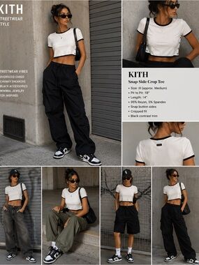 KITH Snap Side Crop Top | Tenniscore Y2K Streetwear Ringer Tee, M